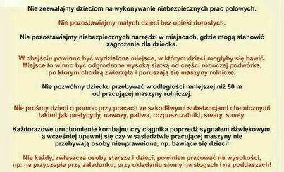 Zdjęcie do Bezpieczeństwo podczas żniw