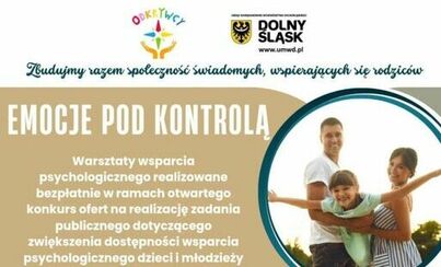 Zdjęcie do Bezpłatny cykl warsztat&oacute;w &bdquo;Emocje pod kontrolą&rdquo;